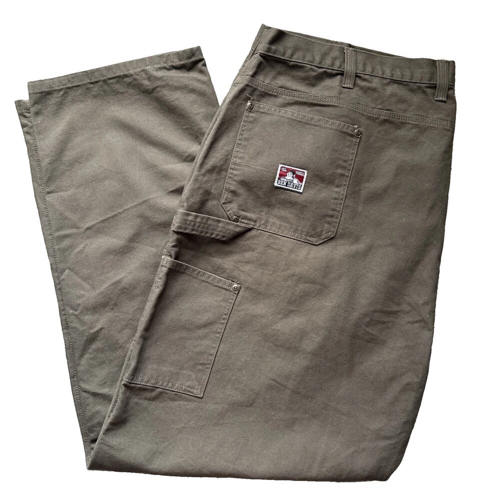 Ben Davis Double Knee Carpenter Pants 48 Olive Green Canvas Workwear Utility